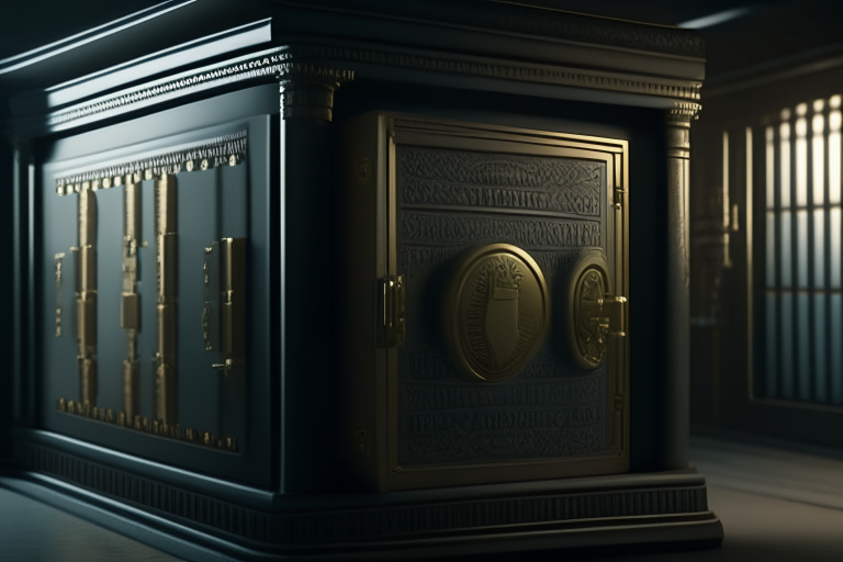 Inside a bank safe deposit box ultra realistic, 4k, cinematic,