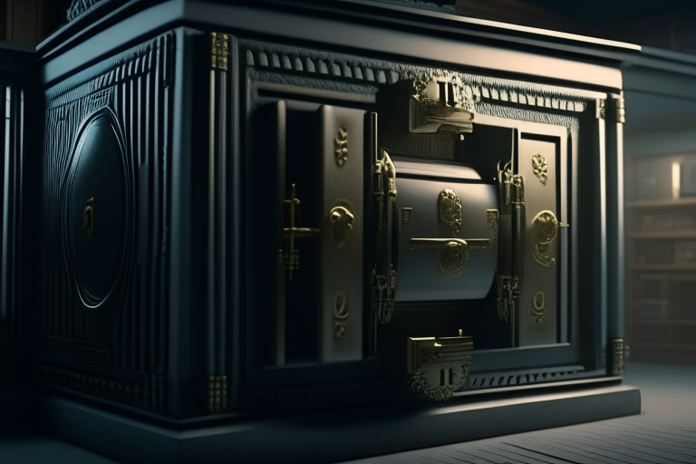 Inside a bank safe deposit box ultra realistic, 4k, cinematic,