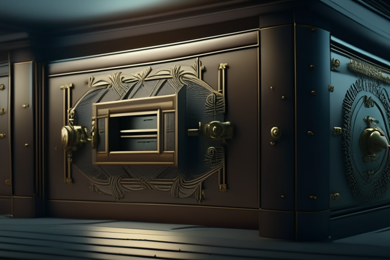 Inside a bank safe deposit box ultra realistic, 4k, cinematic,