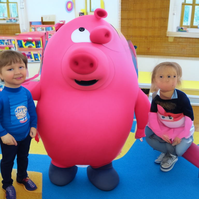 peppa pig and george at the school