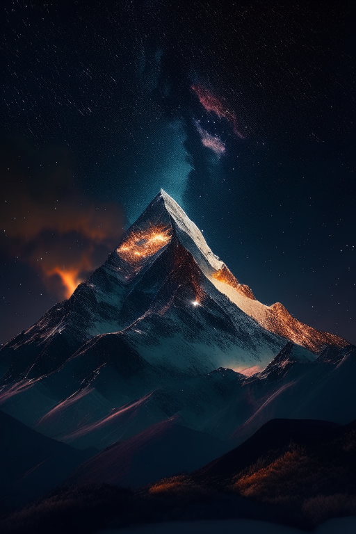 a beautiful mountain under the night sky