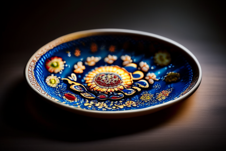 A Pla Nueng Manao dish on a circular plate, decorated with Thai ornaments, under bright studio lighting with razor-sharp focus