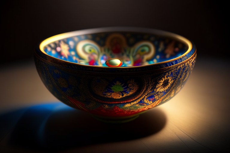 A Pla Nueng Manao dish on a circular bowl, decorated with Thai ornaments, under bright studio lighting with razor-sharp focus
