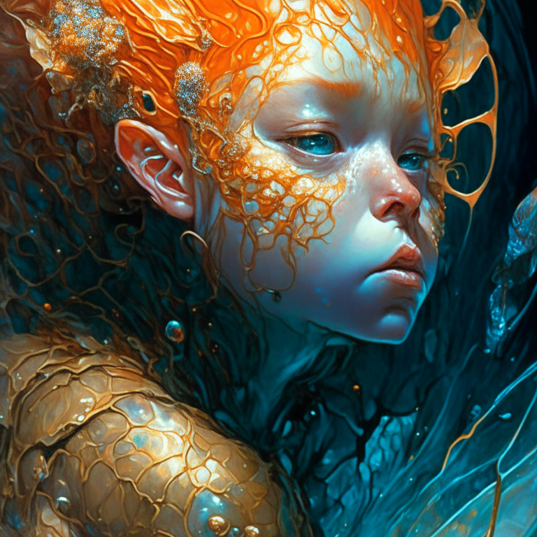 Jean-Baptiste Monge style, close-up,  a beautiful cute ginger squatting in an alien chamber, by Karol Bak, Hannah Yata, intricate, elegant, highly detailed, splash, magic, wlop, artgerm and james jean, by pascal blanche rutkowski, repin artstation, art by Aquirax Uno air sylph, 8k, epic, sharp focus, hyperrealism painting, concept art of detailed character design, matte painting, 8 k resolution blade runner, emitting diodes, digital art, beautiful in spring, bright, cinematic, system unit, smoke, artillery, sparks, racks, motherboard, big perfect eyes, Glittering, filigree, rim lighting, surreal, fantasy. masterpiece, full shot, 35mm film roll photo, cinematic