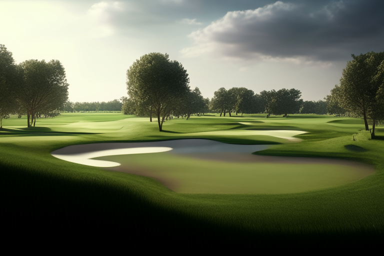 Golf course with a caddy ultra realistic, 4k, cinematic,