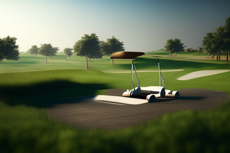 Golf course with a small cart ultra realistic, 4k, cinematic,