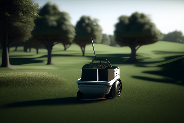 Golf course with a small cart ultra realistic, 4k, cinematic,