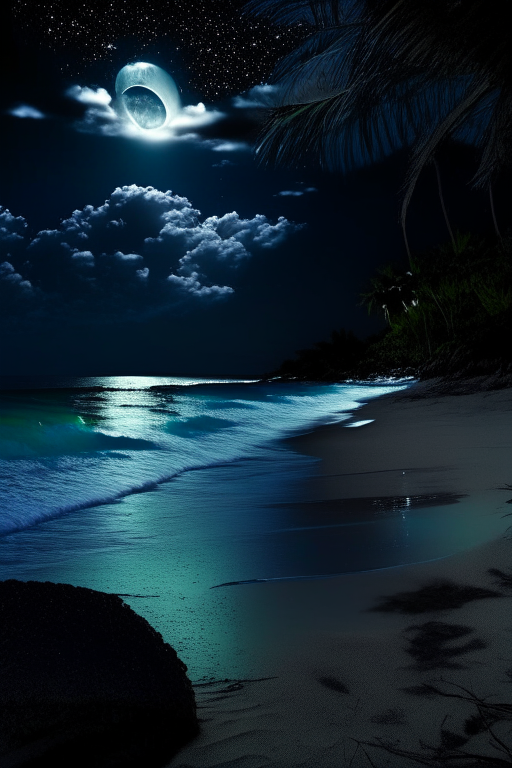 Hawaiian beach at night