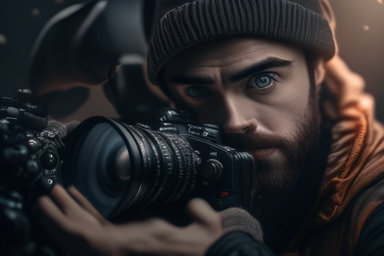 cameraman with camera ultra realistic, 4k, cinematic,