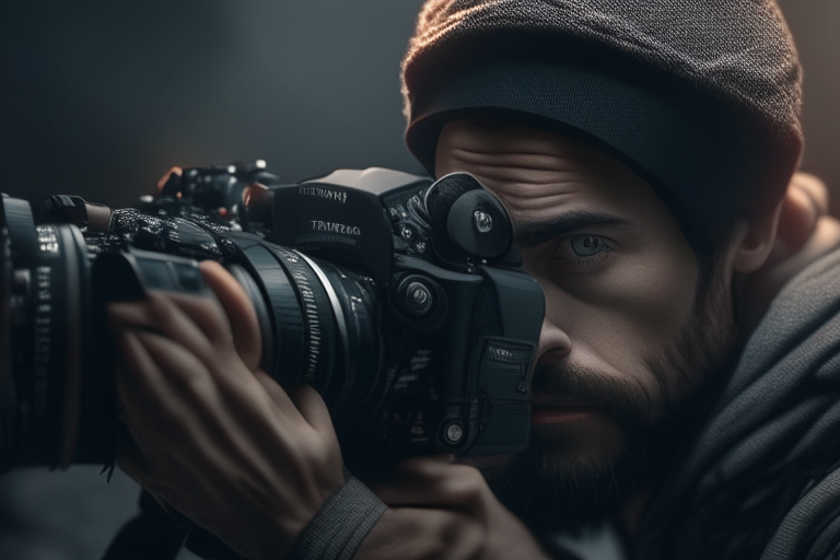 cameraman with camera ultra realistic, 4k, cinematic,