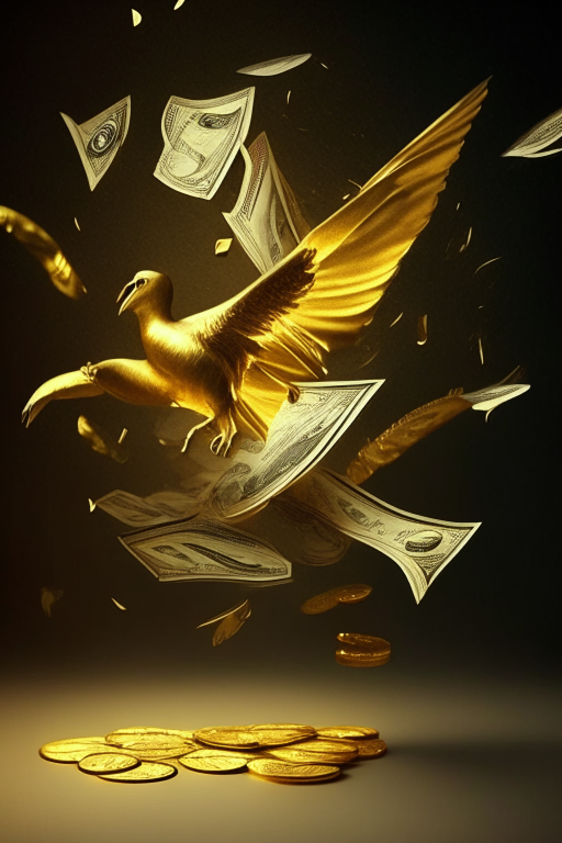 Golden and flying money