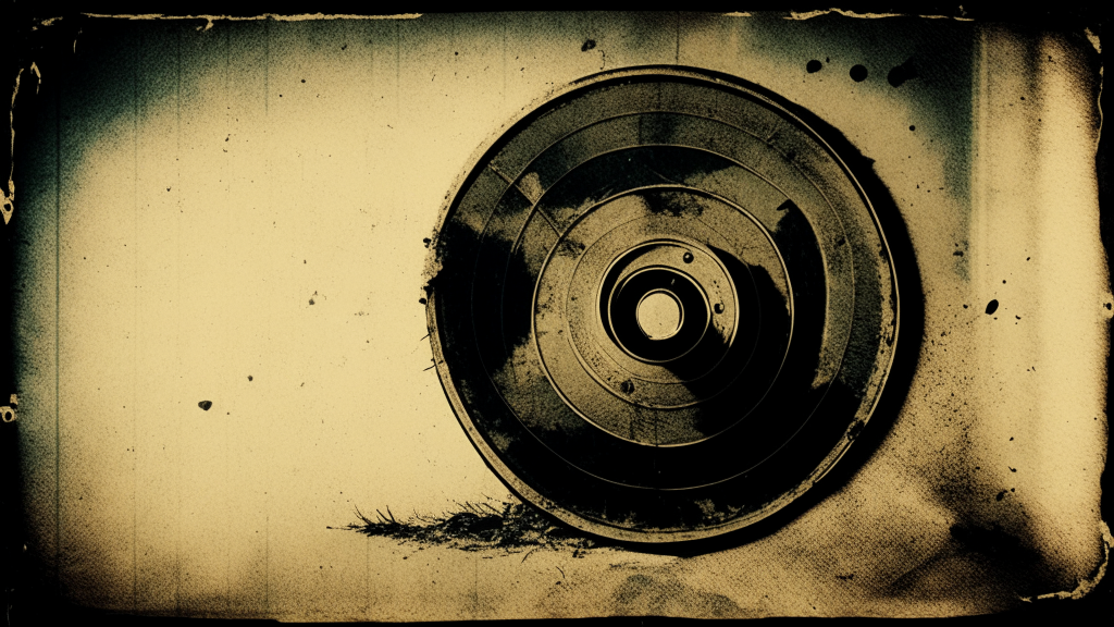 An old vintage film reel overlay with dust and scratches