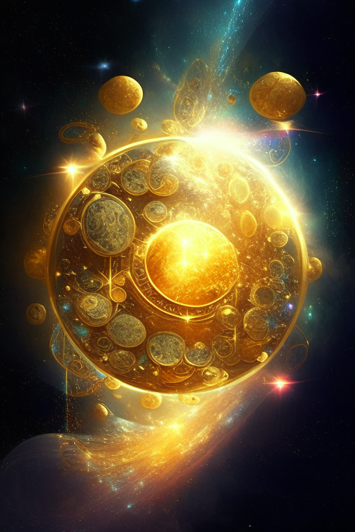 Prosperous universe full of positive energy, money, oro