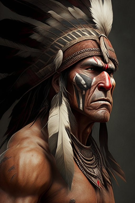 ancient american warrior, realism