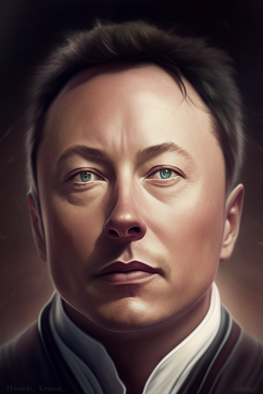 Portrait d'Elon Musk pensif, réfléchissant à l'origine de la vie, rendu réaliste en 4k