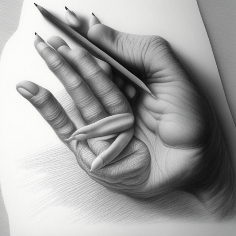 a detailed pencil drawing of a human hand