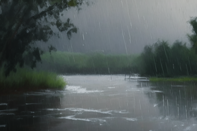 A light drizzle over the river
