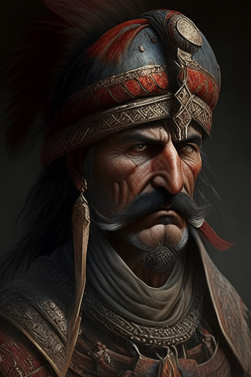 an ancient turkish warrior, realism