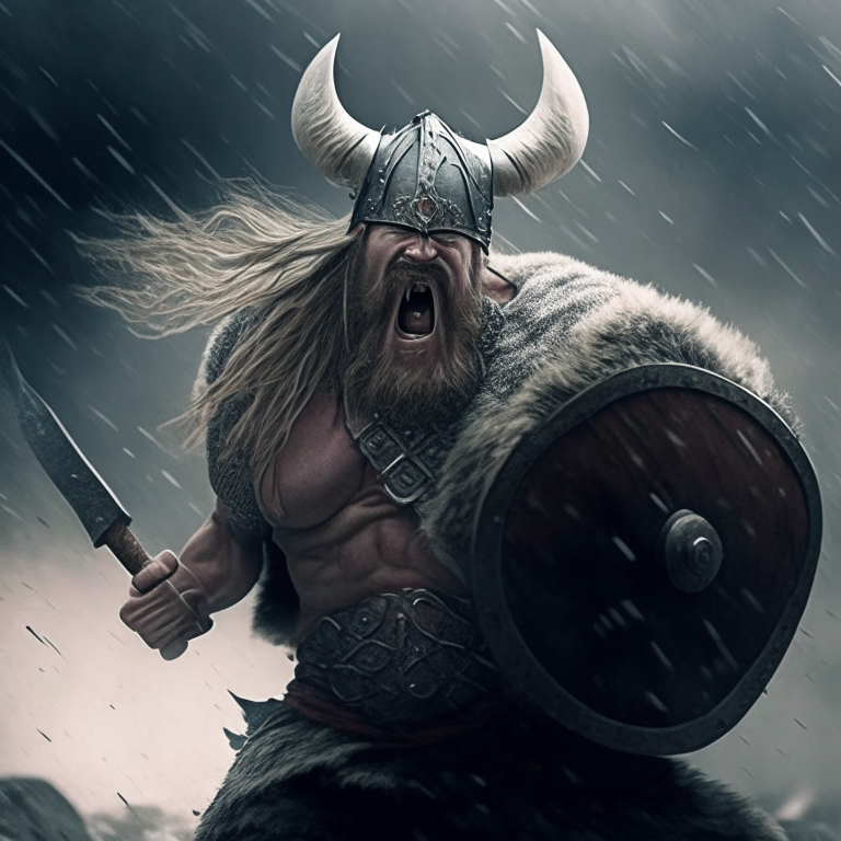 Un vikingo  luchando