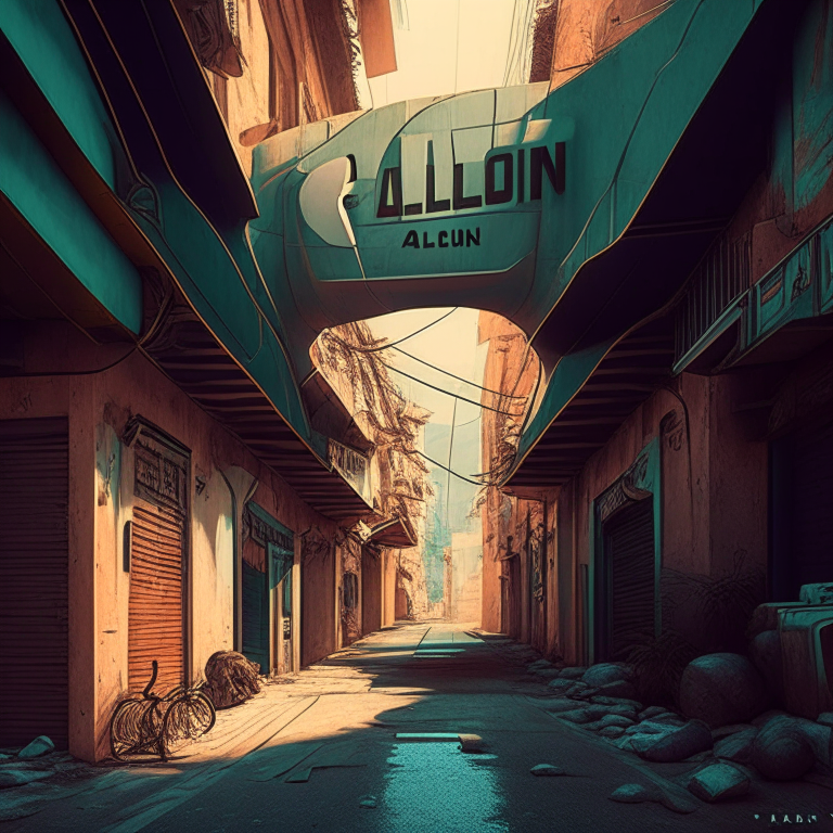 callejón moderno retro futurista
