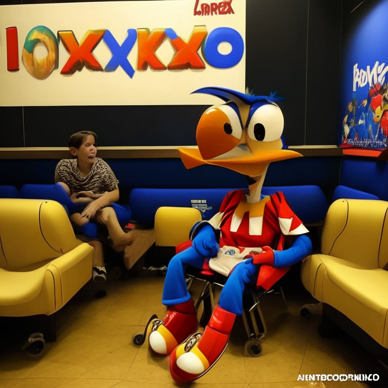  Woody Woodpecker (Mascot Costume) Surprising 120 Kids Age 4 - 8 Years Old And 10 Adults (contains one Deformed 6-Year-Old Child in a Wheelchair with His Mother , A 16 year old man and a 10 month old baby) In the Waiting Room Before the Movie Starts  At Kinoplex Cinemas (With Orange Logo) In Rio De Janeiro In 2017