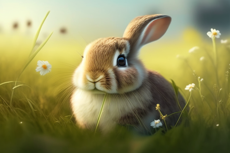 A cute bunny in a meadow