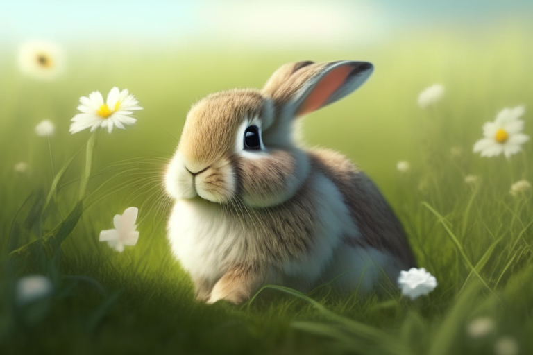 A cute bunny in a meadow