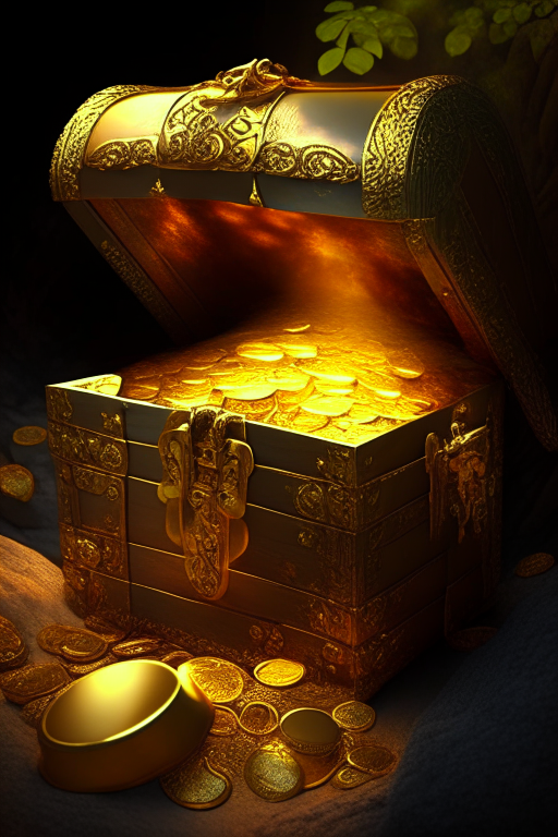 treasures of gold hidden in the treasure chest of prosperity