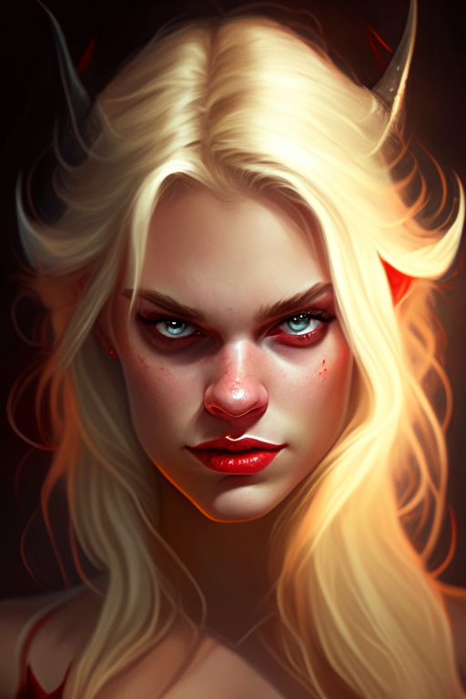 A beautiful devilish blonde girl