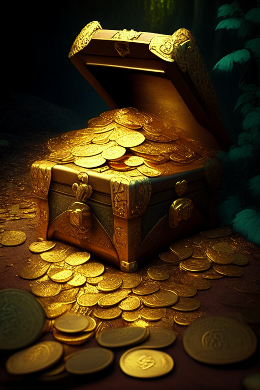 The treasure trail full of gold and money