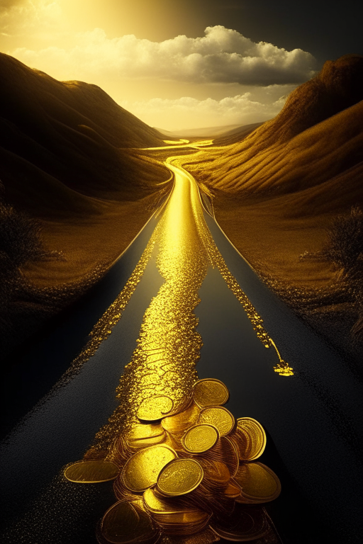 road full of gold and prosperity