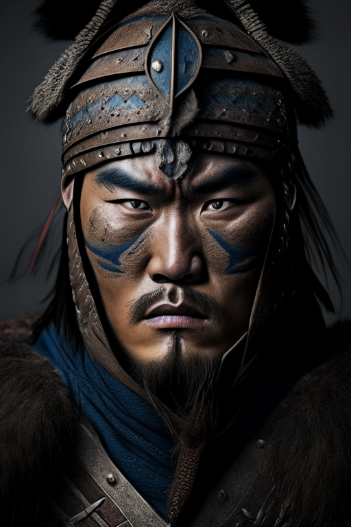 a Mongolian warrior, ready for battle, in high definition. a Mongolian warrior, ready for battle full face and shoulders, high definition