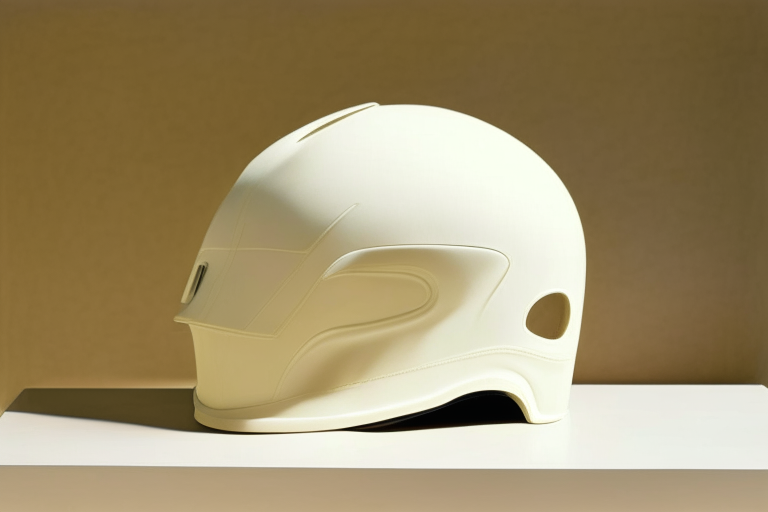 white lacoste helmet, in the style of nicole eisenman, light beige, photorealistic detail, vintage aesthetics, warmcore, pure color, melting --style raw --ar 16:9