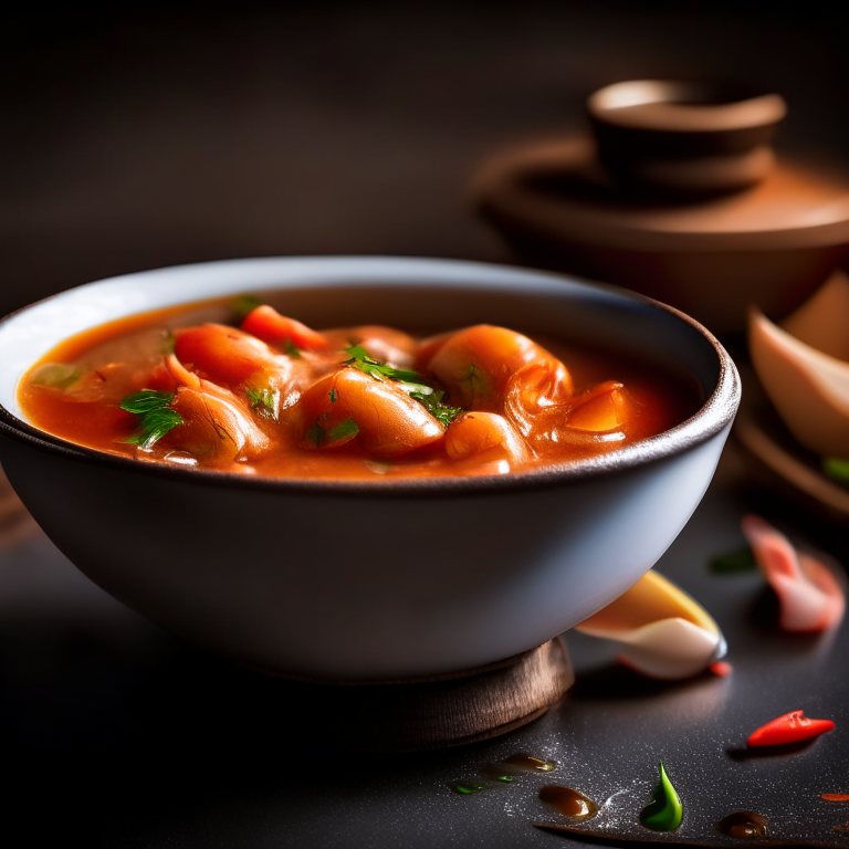 Nam chim seafood sauce in a Thai bowl, bright studio lighting, extremely sharp focus, filling the frame, Thai restaurant setting