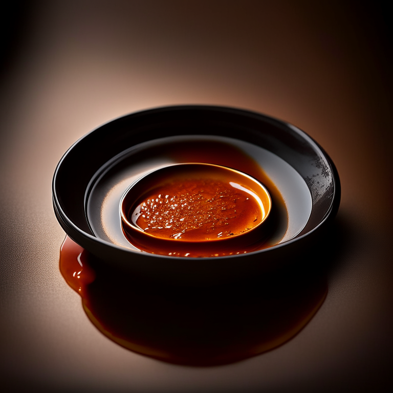 Nam prik num sauce in a Thai plate, bright studio lighting, extremely sharp focus