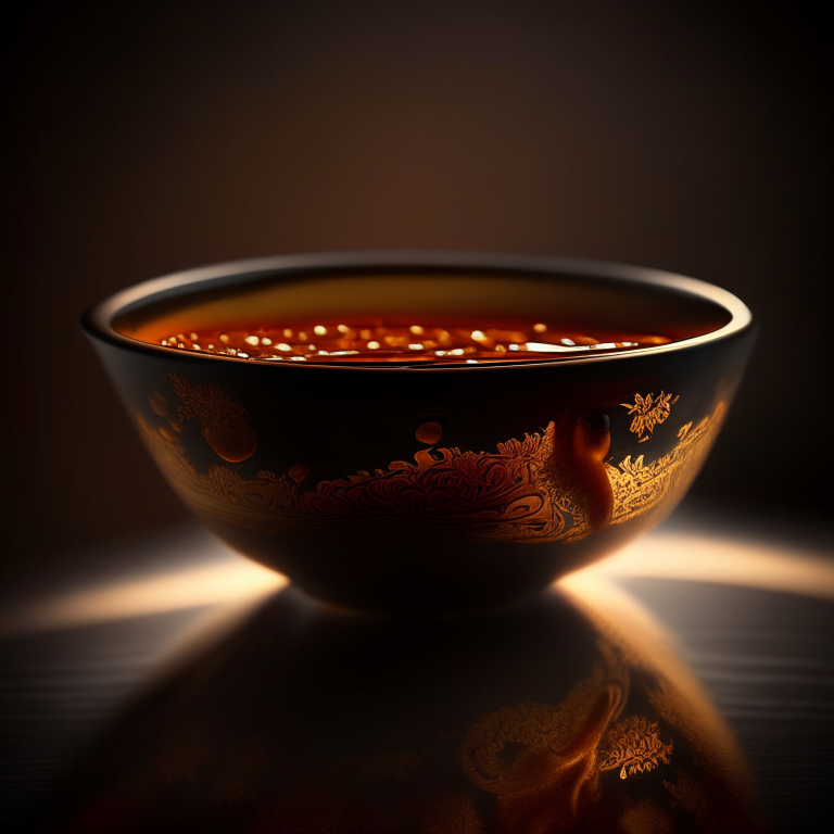 Nam prik num sauce in a decorative Thai bowl, bright studio lighting, extremely sharp focus