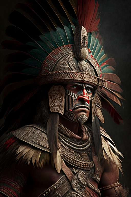 an ancient Aztec warrior. an ancient Mexican warrior