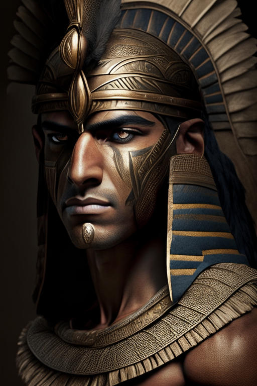 Ancient Egyptian Warrior, Full Face and Shoulders, High Definition, Photo Realism by Art of Egypt. ancient egyptian warrior, full face and shoulders, high definition, photo realism