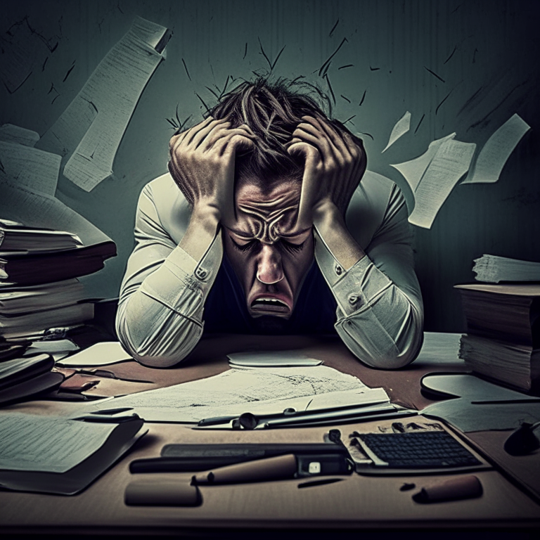 stressed working
