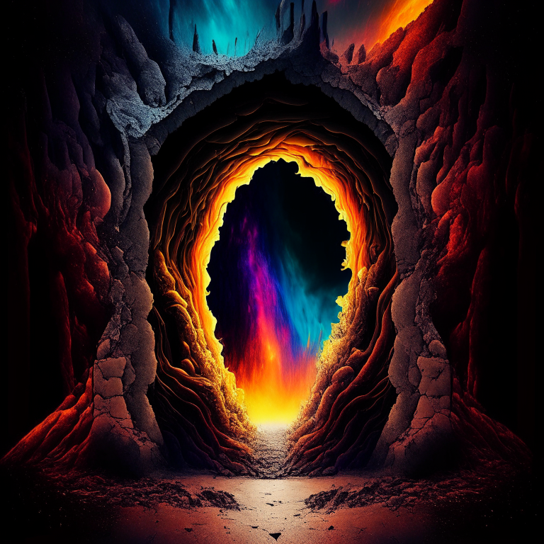 high contrast surreal nether portal , high definition, multi colour