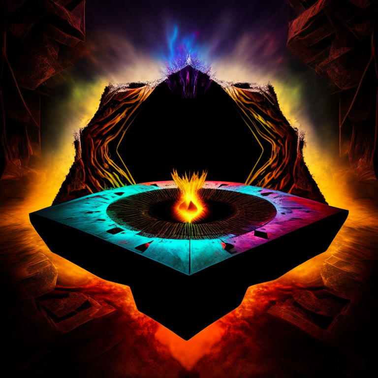 high contrast surreal nether portal , high definition, multi color, poker table