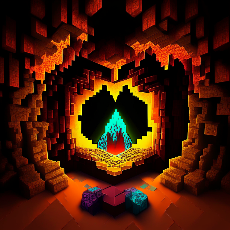 high contrast surreal nether portal , high definition, multi color, poker table, minecraft villagers