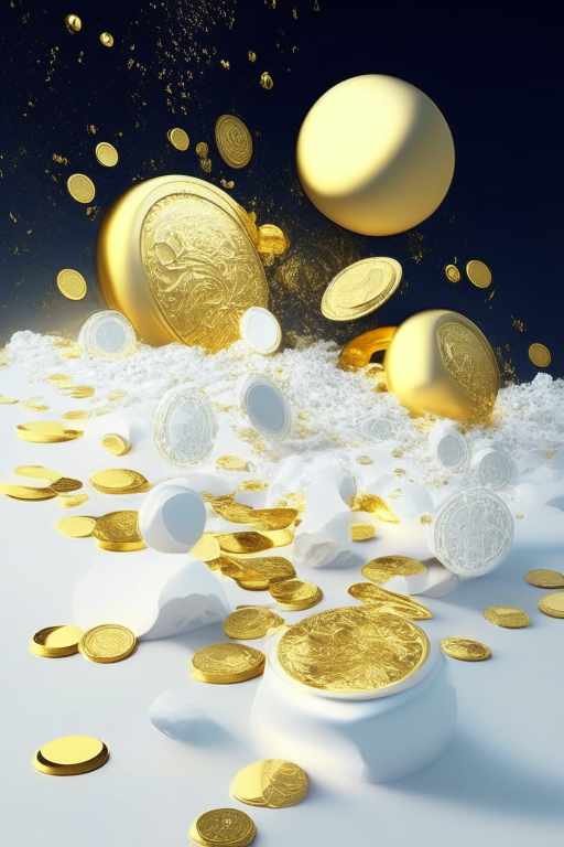 universe with white and gold lices filled with gold coins, monedas de oro, dinero, luces