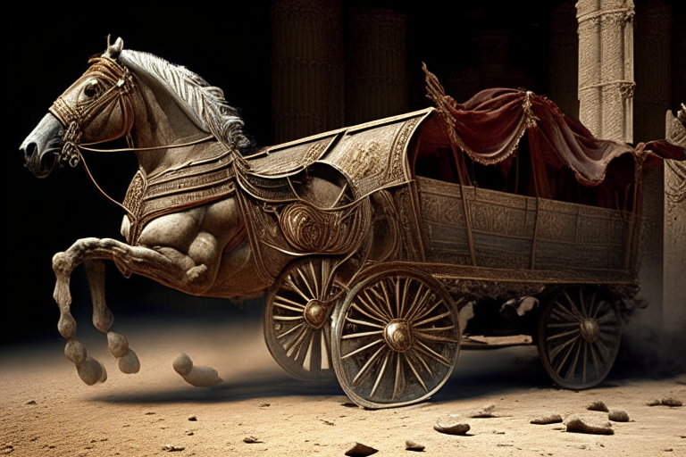 roman chariot without horse trembling for an earthaquake
