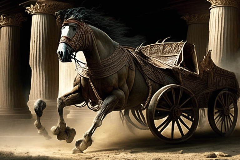 roman chariot no horse trembling for an earthaquake
