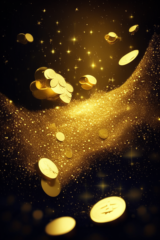 gold filled with gold moneys and starry universal background