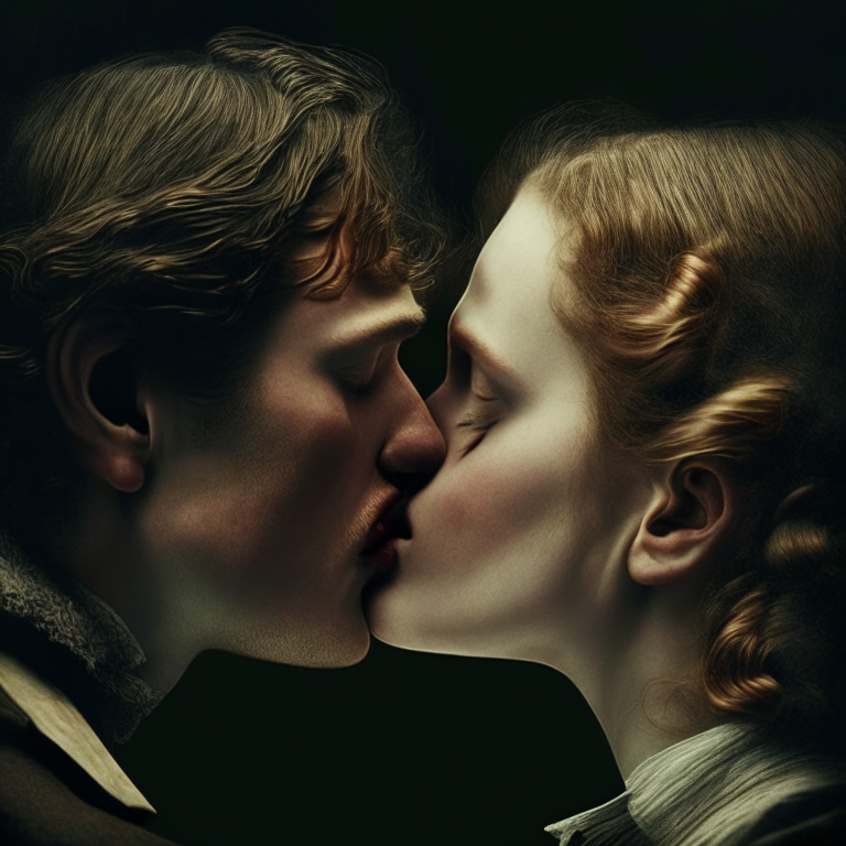 A man and a woman kissing