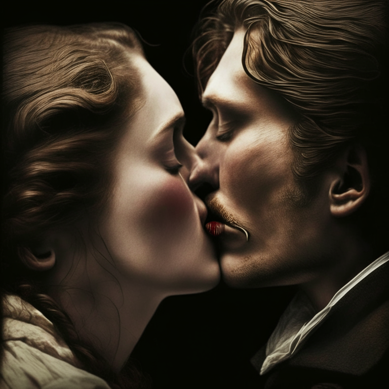 A man and a woman kissing