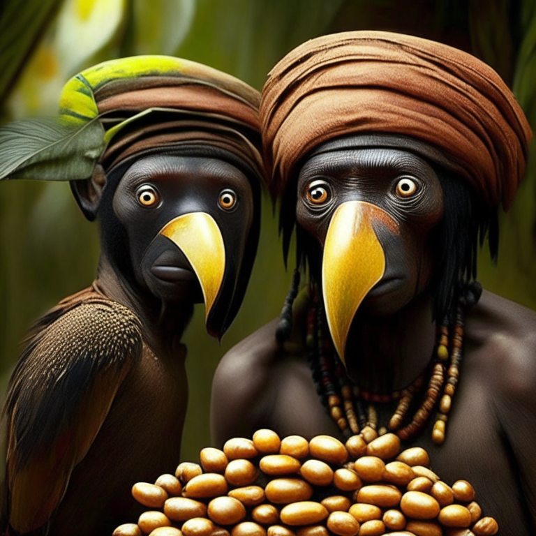 human like beans, but they are like  african aborigines, they similarity with toucans