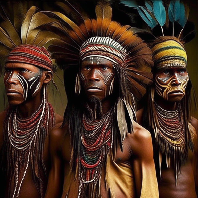 human like beans, but they are like  african aborigines, their clothes are similiar with tucans feathers